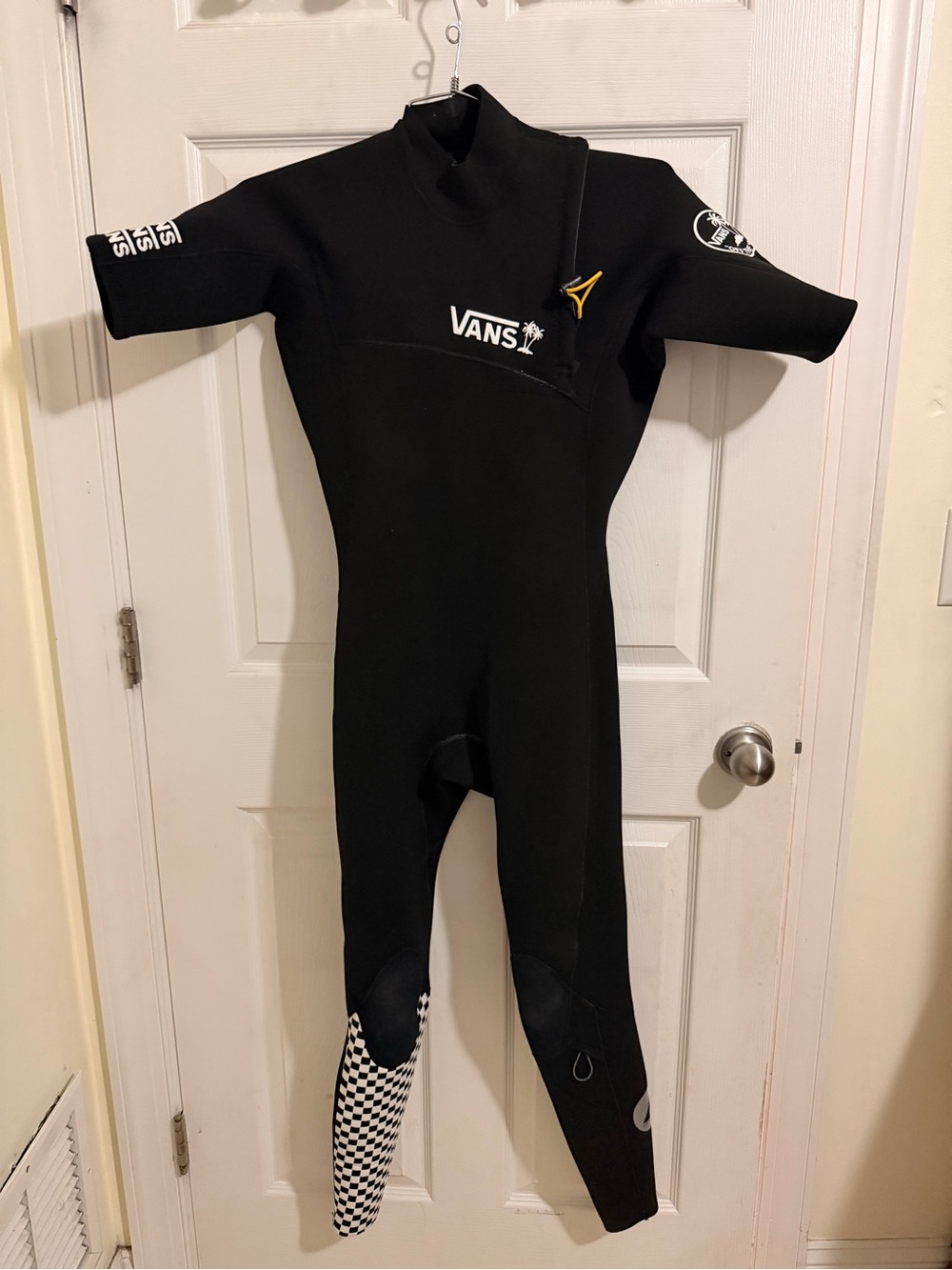 Rare team Vans Black Men's Short-Sleeve Wetsuit with Checker Leg Accent
